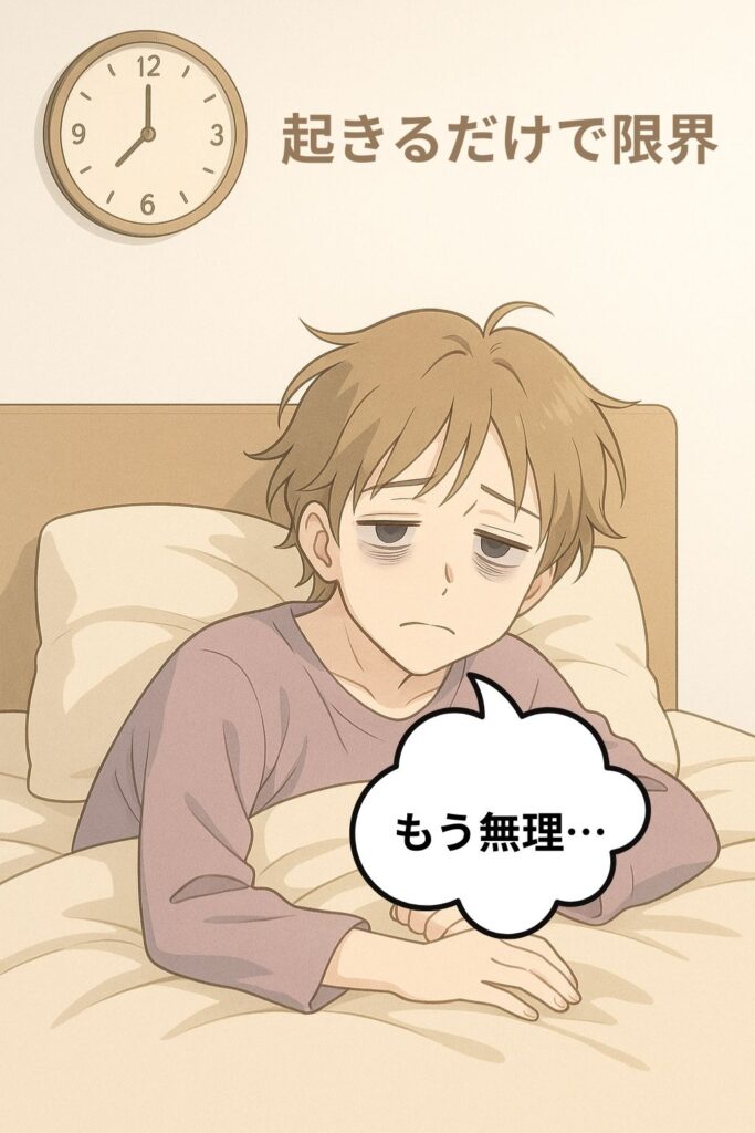 布団の中で疲れている人